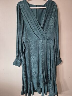 NWT Guess Wrap-Style Teal Faux Snakeskin Dress